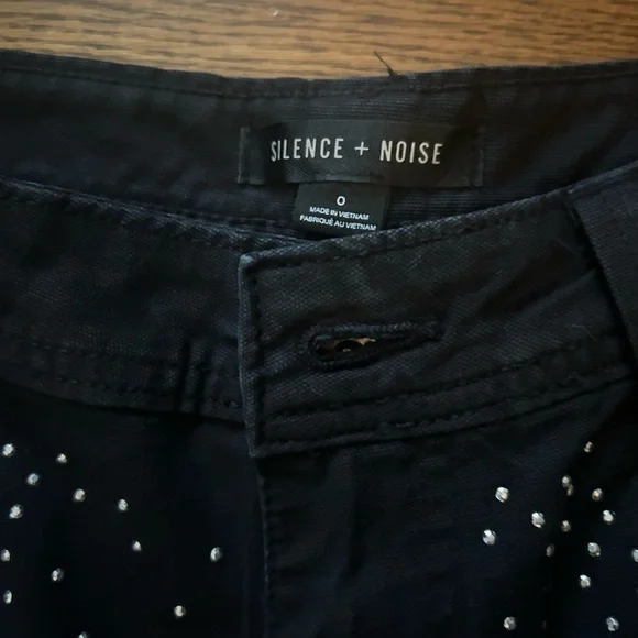 Urban Outfitters Black Wide Leg Jean with Rhinestones - Picture 2 of 4